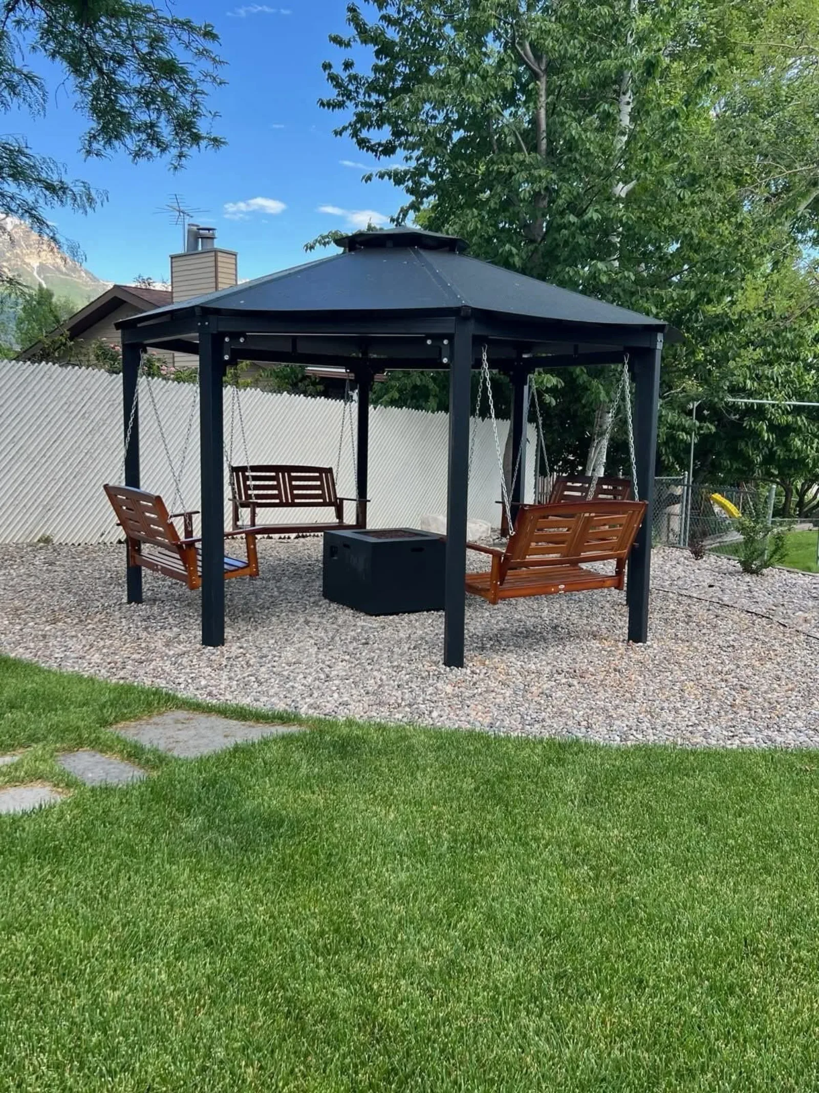 Outdoor living space with gazebo and fire pit in Utah